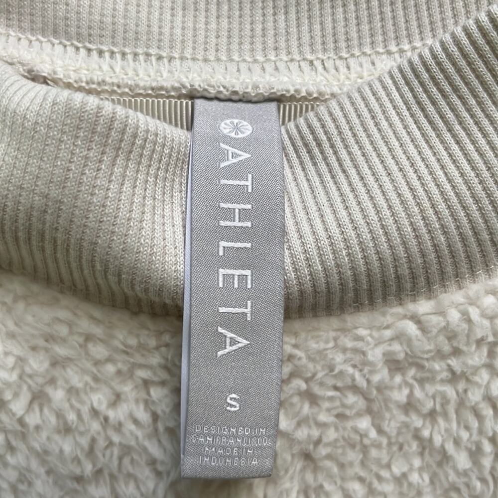 Athleta S Asana Sherpa Sweatshirt Size S Natural Relaxed Cozy - Picture 2 of 9